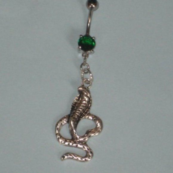 *5/35* KING COBRA EMERALD GREEN 14G BELLY RING - Picture 4 of 4